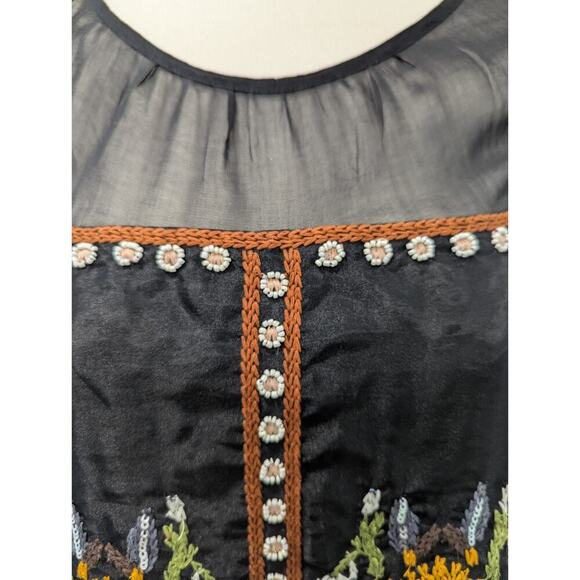 Anthropologie FLOREAT Nalini Beaded Blue Embroidered Beaded Sleeveless Top SZ 2 - Picture 12 of 13